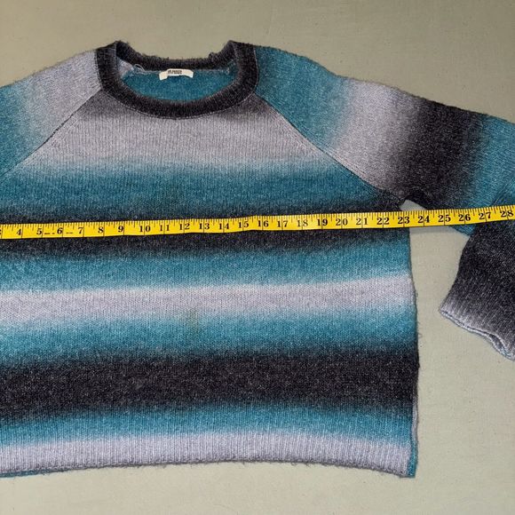 BB Dakota By Steve Madden Sweater Women's XL Blue Ombre Wool Knit Raglan Sleeve - Picture 3 of 7